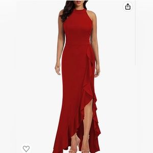 WOOSEA Women's High Neck Split Bodycon Mermaid Evening Cocktail Long Dress - SM